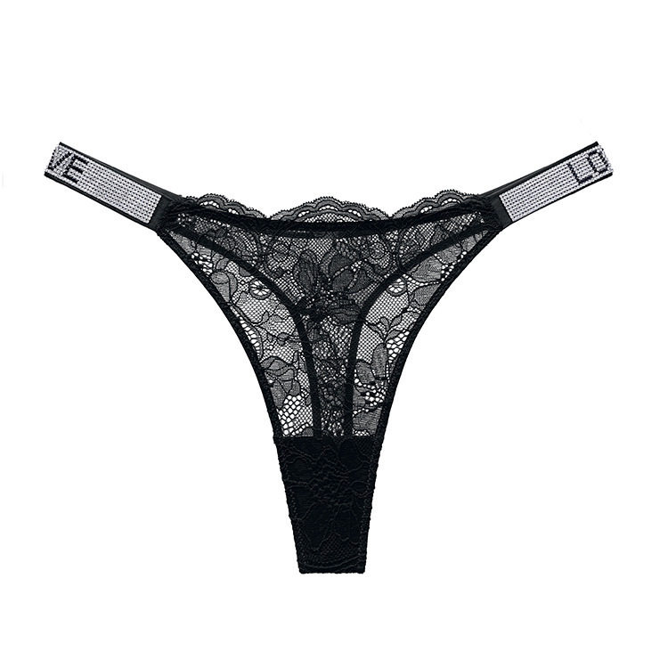 Rhinestone Lace Thong Ultra - thin Women ' s Thong Panties