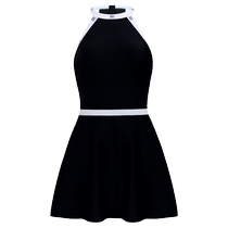 BE Fan Dean little black dress series 2024 new one-piece swimsuit skirt style womens halter style sun protection slimming