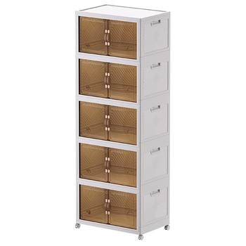 Folding wardrobe storage cabinet with pulleys