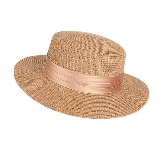 法式织带平顶草帽女夏季海边出游度假沙滩帽子女遮阳防晒帽太阳帽