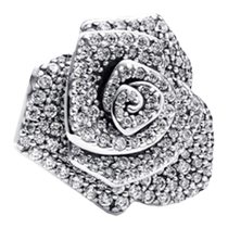 Pandora Pandora blooms shining rose large charm 925 silver pavé mother diy simple