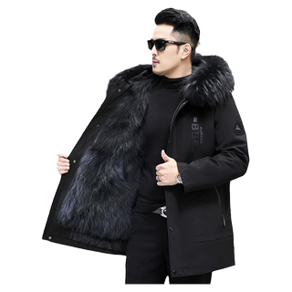 狐狸毛派克服男款2025新款可拆卸内胆獭兔毛皮草外套冬季加厚大衣