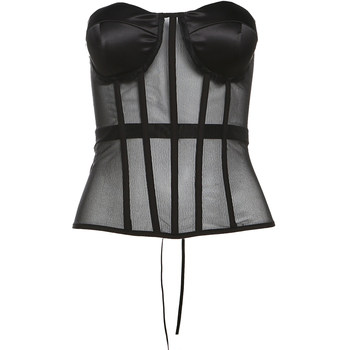 European and american ins black mesh splicing perspective twister breast