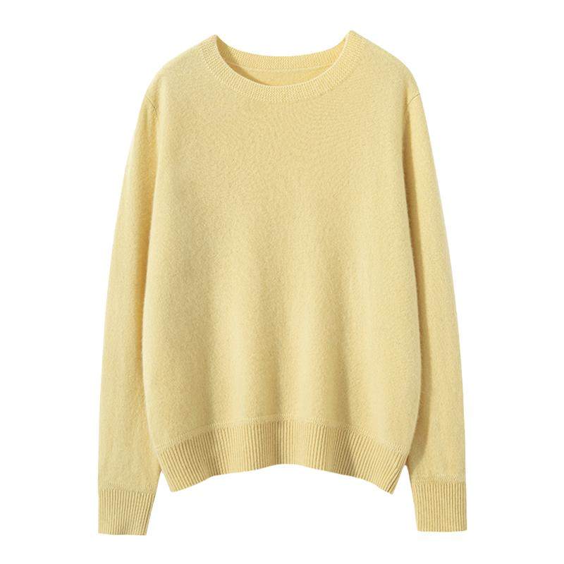 Round neck 100% pure cashmere sweater for women with high-end autumn and winter new high-end top loose base knitted sweater