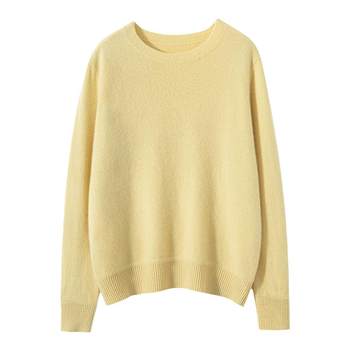Round neck 100% pure cashmere sweater for women with high-end autumn and winter new high-end top loose base knitted sweater
