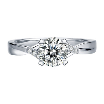 Zhou fansheng heart-shaped four-claw cultured diamond ring for women