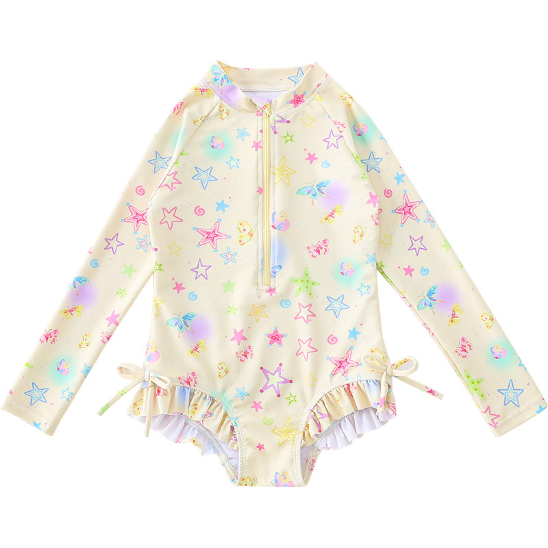 Girls summer star print sun protection swimsuit