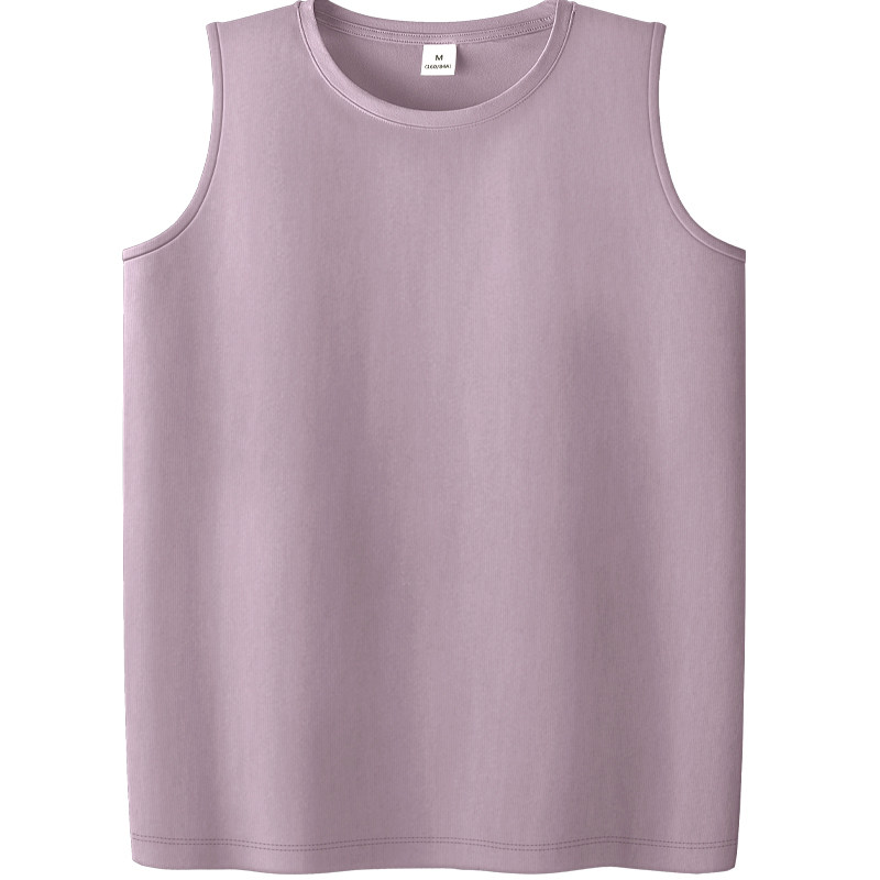 Grey purple women's vest wears loose sleeveless T-shirt