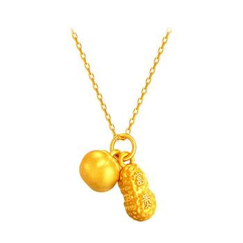 Zhou taisheng's good persimmon peanut pendant gold necklace pure gold pendant neck ornament is a holiday birthday gift for his girlfriend and wife