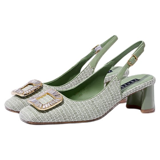 
[Sugar Cube Diamond] Sasha Su Chun Summer Square Head High Heel Little Xiang Skirt Sandals Women's French Evening Style Single Shoes