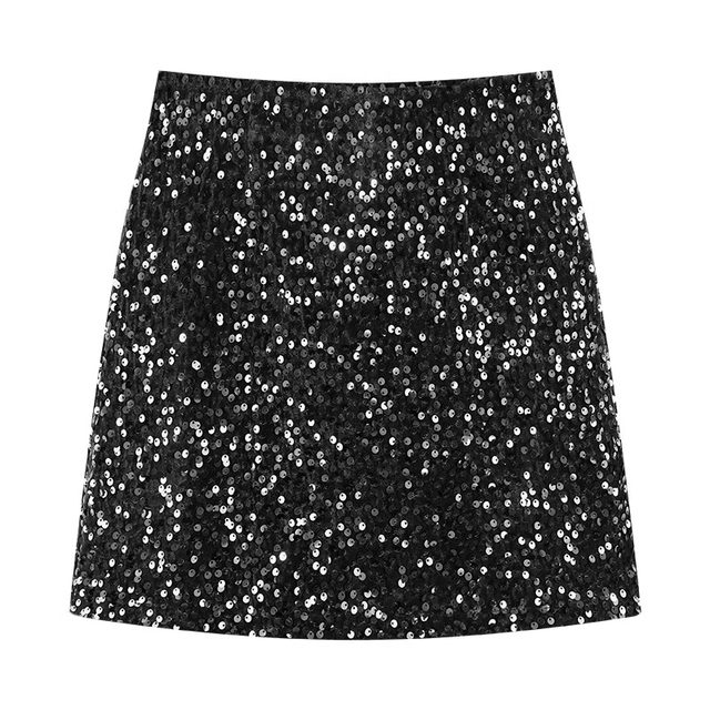 Gold velvet skirt, sequin hip-hugging skirt, autumn and winter style