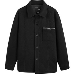 GXG Men's Black Basic Loose Wool Blended Double-sided Wool Short Jacket Men's 2023 Winter New Product