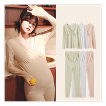 Pregnant womens autumn clothes and autumn trousers sets autumn and winter pregnant womens thermal underwear spring and autumn nursing pajamas pregnancy tops and confinement clothes