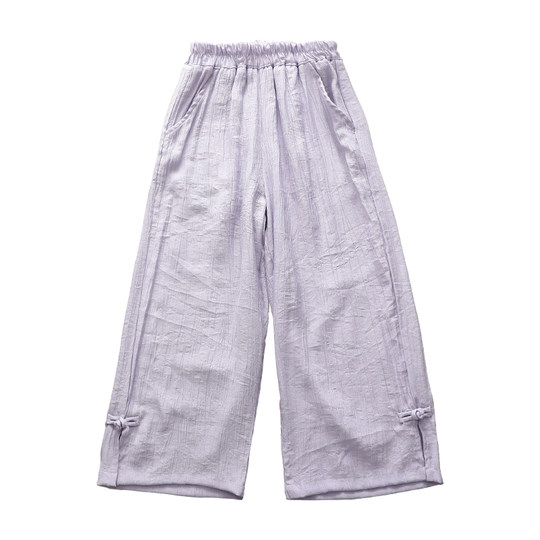 Girls' Chinese style loose peach blossom wrinkle straight pants anti-mosquito pants