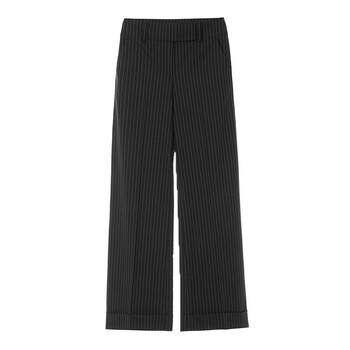 Langzi Wool French Striped Wide Leg Slim Pants 2024 Summer New Casual Pants