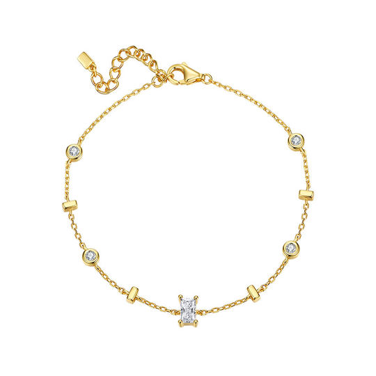 sanswood森吾《极光方糖》轻奢方锆石纯银手链女 通勤高级感手饰