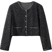 SUSHE classic fragrance show high-end hollow woven versatile box-type black short jacket for women summer