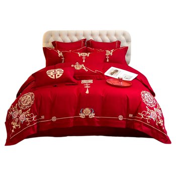 Xiaohongshu recommends red four-piece set without fading or pilling