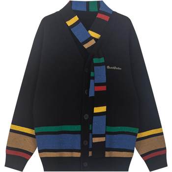 Casual commuting gender-free contrast scarf cardigan Casual commuting gender-free contrast scarf cardigan