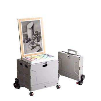 Folding painting box art test cart multifunctional outdoor sketch car drawing board large capacity storage box painting car easel trailer drawing car drawing bag storage painting box training sketch cart art student art student