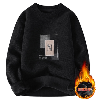 Men's autumn and winter all-in-one fleece sweater loose round Men's autumn and winter all-in-one fleece sweater loose round