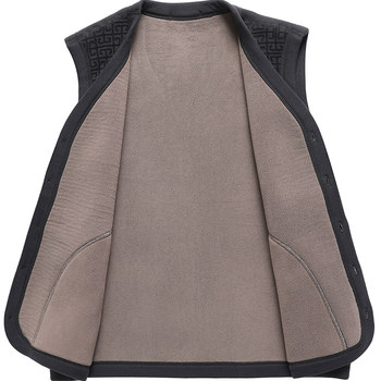 2025 autumn and winter middle-aged and elderly men's vests plus velvet and thickening dad's warm vest vest men's style with vest inside