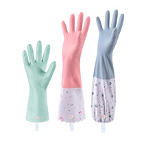 Womens Winter Waterproof Dishwashing Kitchen Gloves Extra Long for Washing Vegetables and Cotton Laundry Clothes Special Durable Plus Velvet Thickening