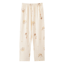 Catman pure cotton pajamas womens trousers spring and autumn new casual loose large size can be worn outside cotton silk home walking pants