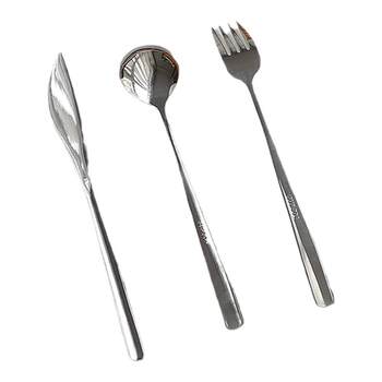304 stainless steel knife and fork spoon korean export order western food tableware steak pasta long handle fork spoon