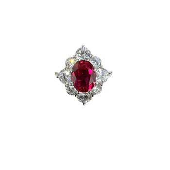Super sparkling white diamond 2 carat ruby ring