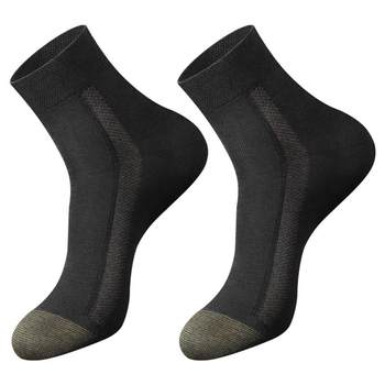 Socks deodorant men's spring and autumn thin nano copper fiber antibacterial sweat-absorbent breathable mid-calf socks black business socks ກ່ອງຂອງຂວັນ