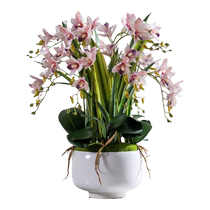 High-end large basin with moisturizing feel simulated cymbidium orchid bionic plastic fake flower arrangement living room table decoration