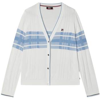 FILA Official's Women's Woven Jacket 2024 Summer New Sports and Leisure Blue Plaid Large V-Neck Cardigan