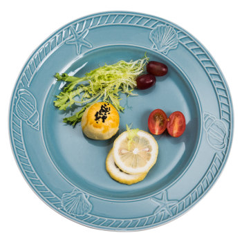 Western restaurant steak plate ceramic creative household internet celebrity 10-inch fruit dish plate retro underglaze color micro flaws