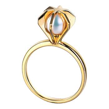 Valentine's day gift t's same style 18k gold peach heart-shaped akoya sea goddess pearl ring