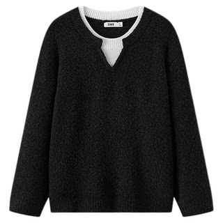 Senman inner knitted sweater fake two-piece v-neck sweater for men