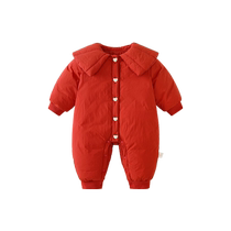 Fanxian baby clothes winter clothing baby girls jumpsuit for one hundred days plus velvet quilted thickened warm and warm winter.