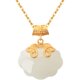 Jade koi sterling silver gold inlaid jade double-kissed fish necklace for women
