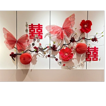 Wedding room layout set man and womans bedroom decoration wedding special stickers with happy words bedside new house background wall butterfly