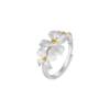 Pure silver 999 golden stamens ancient flower ring