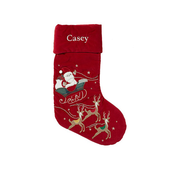 定制名字美国热卖童趣图案高档平绒缀羊羔绒贴布圣诞袜不可水洗