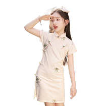 Childrens cheongsam 2024 new summer Chinese style girls improved Chinese dress dress little girls fashionable and thin