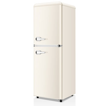 Oaks retro refrigerator small home living room double door nostalgic refrigerated freezer rental house silent and energy-saving