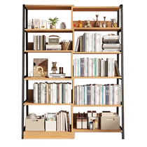 Telescopic corner bookshelf living room integrated wall bookcase small apartment study room storage rack simple multi-layer log corner cabinet