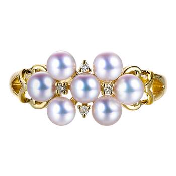 Japan akoya natural seawater goddess pearl ring 18k gold diamond baby bead ring mini pearl female