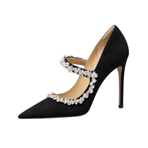 Lily Wei (Luo Shen) rhinestone high-end elegant shoes Royal sister style banquet high heels small size 313233