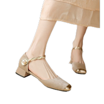 Daphne New Chinese Sandals Womens Summer 2024 New Outerwear Baotou Womens Genuine Leather Mom Womens Shoes Summer Style