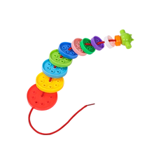 Jouets pour enfants Puzzle Enseignement précoce Boutons Threading Rope Nursery Teaching Aids Fine Action Training Strings Beads Stacked High
