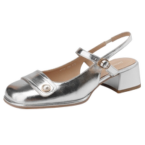 Daphne Baotou Sandals Womens 2024 New Summer Outerwear Shoes Genuine Leather Medium Thick Heel Mom Womens Shoes Summer Style