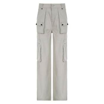 WEEKEEP American style industrial style zipper multi-pocket zipper versatile wide-leg overalls for women casual loose trousers summer